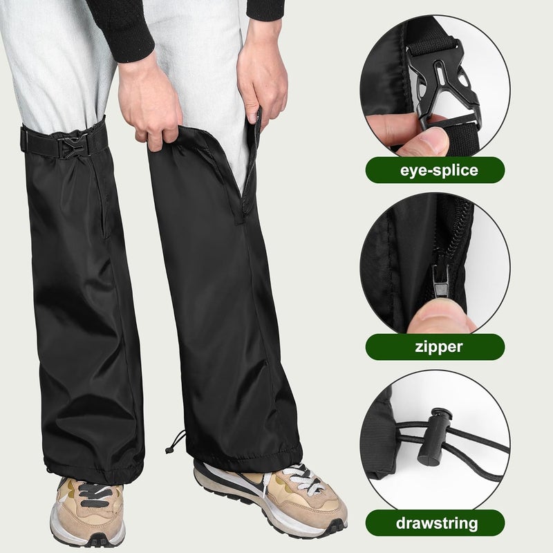 Adnee 2 PCS Lawn Care Leg Gaiters-Weed Eating Leg Protectors-Garden Trimming Leg Chaps-Adjustable Leg Guards for Garden and Farm Working, Black - Image 3
